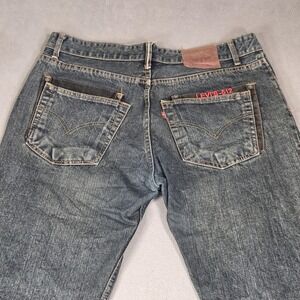 Levis 512 Jeans Mens Blue Medium Wash Straight Distressed Altered Hem Fits 36x27